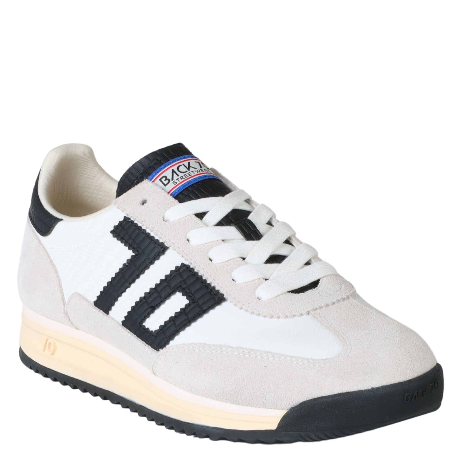 Back 70: Barkley Jogger in White Black Sneakers
